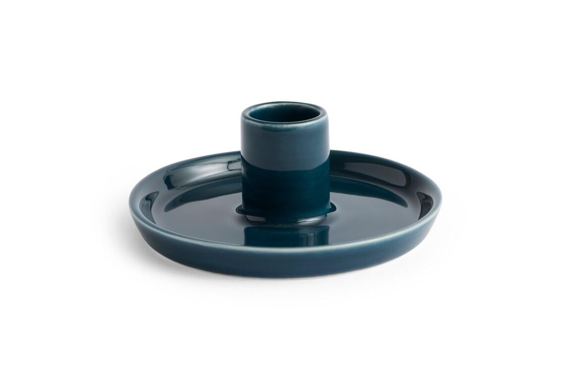 Disc keramik lysestage, Ø10 cm – Dark teal